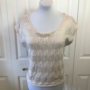 Anthropologie Paper Crane Nude Sequin Floral Top